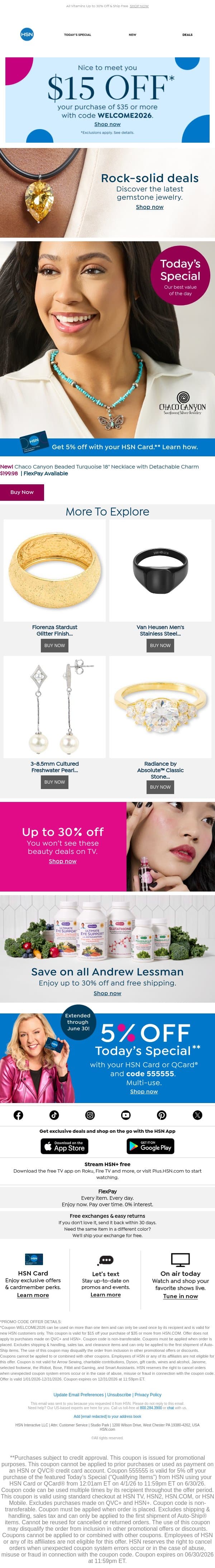 Rock a Chaco Canyon Deal Your Way email from HSN screenshot
