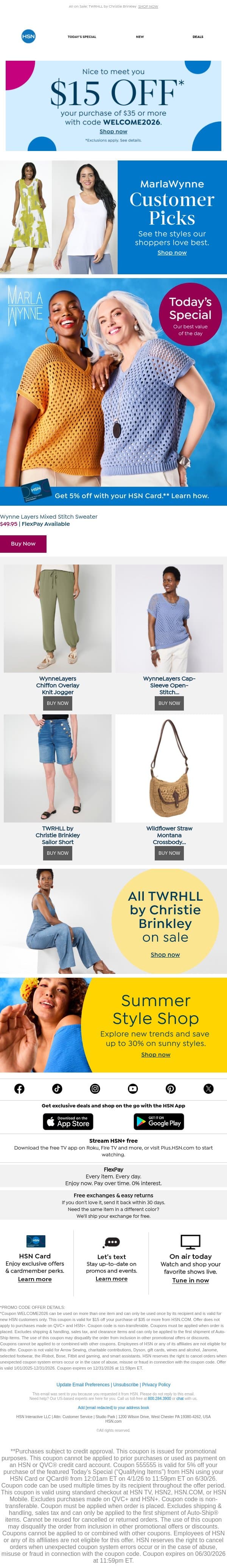 Layer Your Summer Looks with MarlaWynne email from HSN screenshot