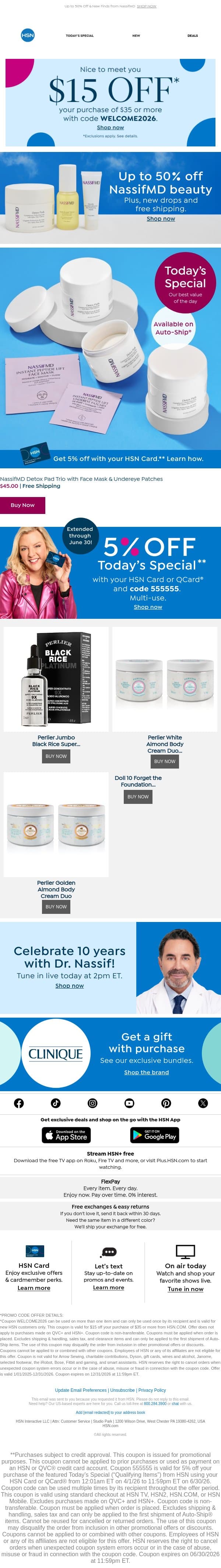 Help Transform Skin with Today's NassifMD Deal ✨ email from HSN screenshot