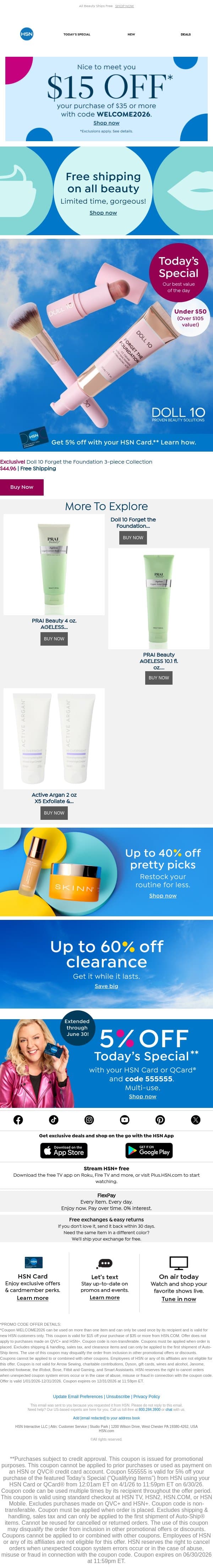 Look Flawless & Save on Doll 10 💖 email from HSN screenshot