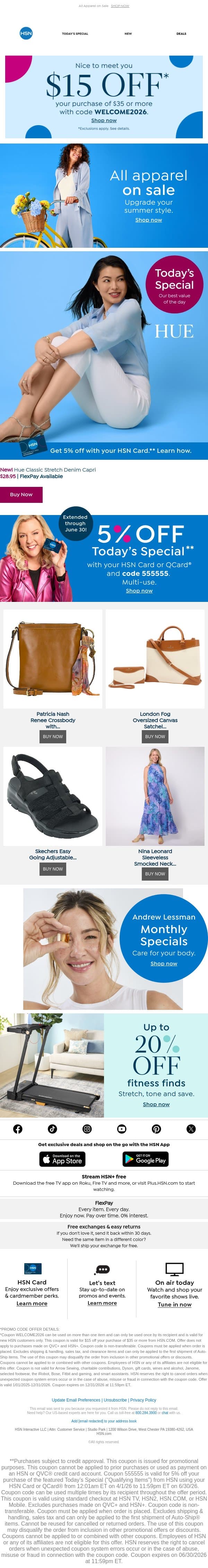 Save on HUE Capris You'll Love All Season 💖 email from HSN screenshot