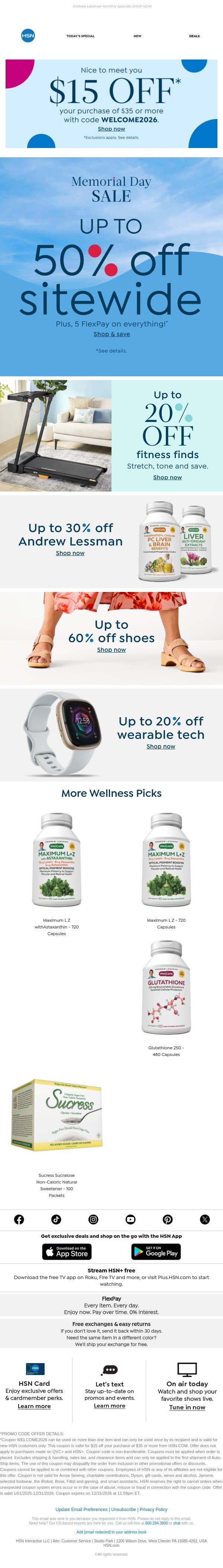 Up to 50% Off Wellness & More 🤩 email from HSN screenshot