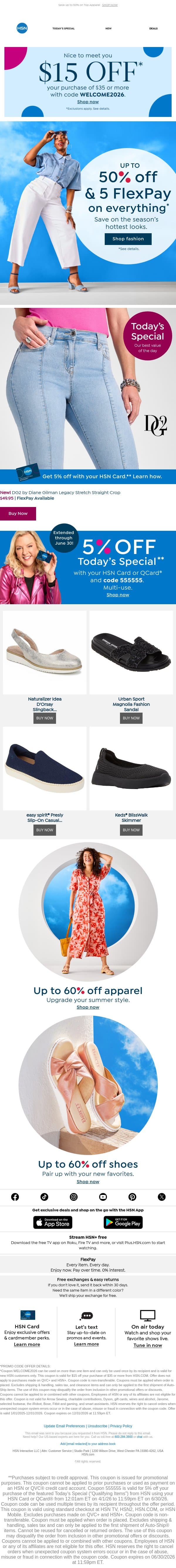Open for Strech Denim You’ll 🩵 & Up to 50% Off Sitewide email from HSN screenshot