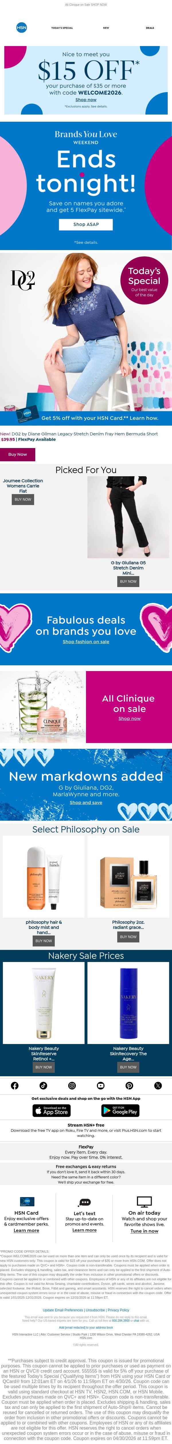 Spring Into Style with DG2 and 5 FlexPay Sitewide 🌺 email from HSN screenshot