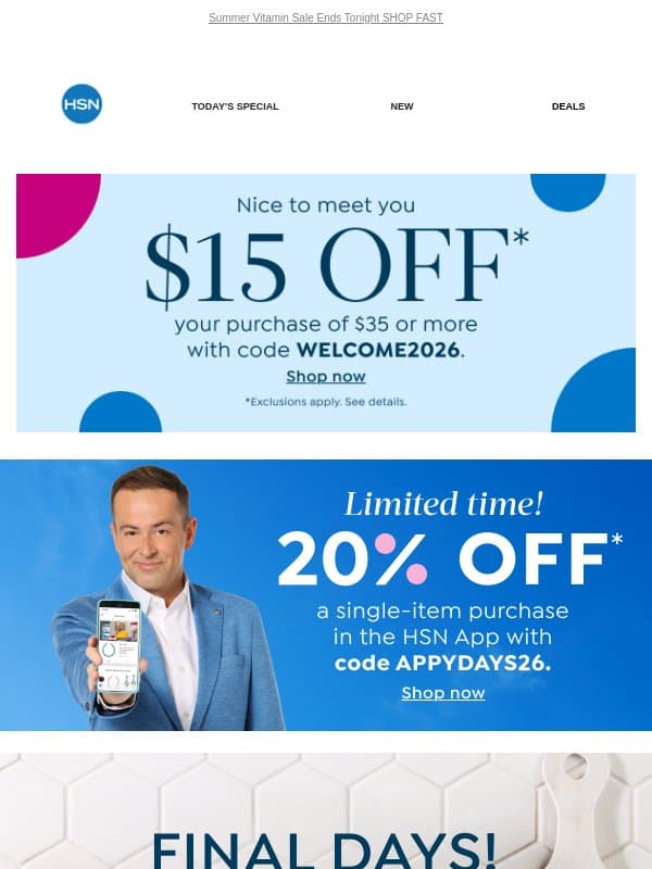 Final Days: Up to 30% Off Andrew Lessman email from HSN