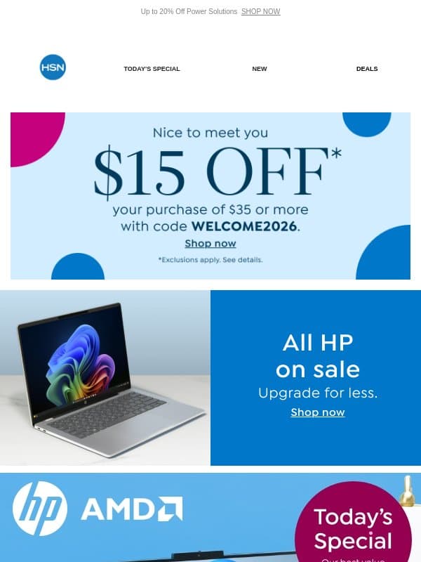 Get an HP Bundle at Our Lowest Price + 5 FlexPay Sitewide email from HSN