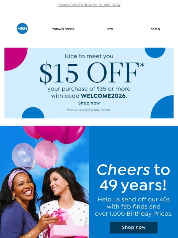 Cheers to 49 Years! It's Party Time 🧁 email from HSN