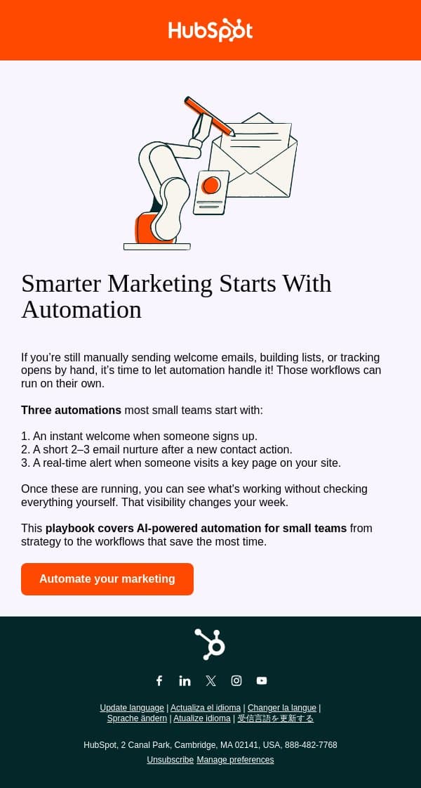 A few things you can take off your plate this week email from HubSpot screenshot
