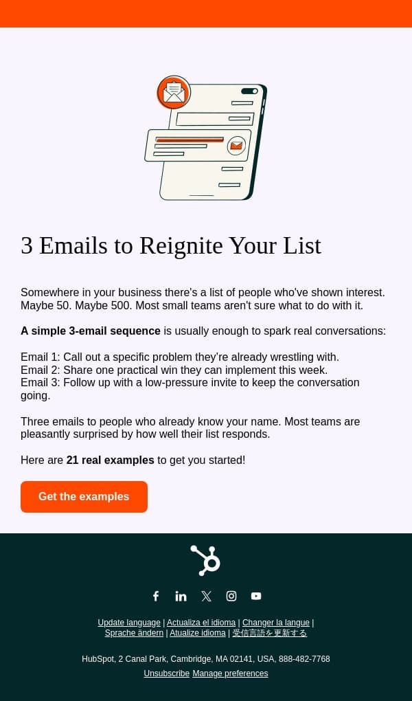 Your contact list is more valuable than you think email from HubSpot screenshot