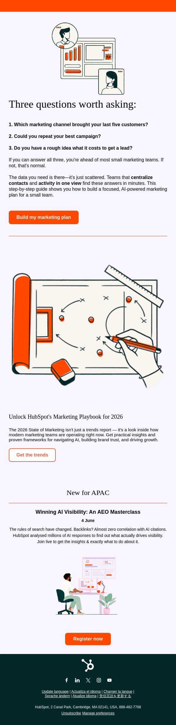 The 10-minute shortcut to knowing what's working email from HubSpot screenshot