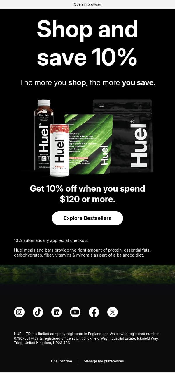 New here? Take 10% off email from Huel screenshot