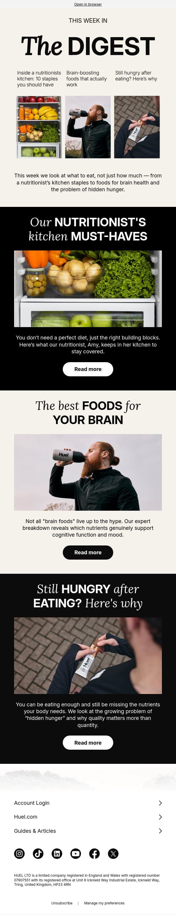 Inside a nutritionist’s kitchen 🥦 email from Huel screenshot