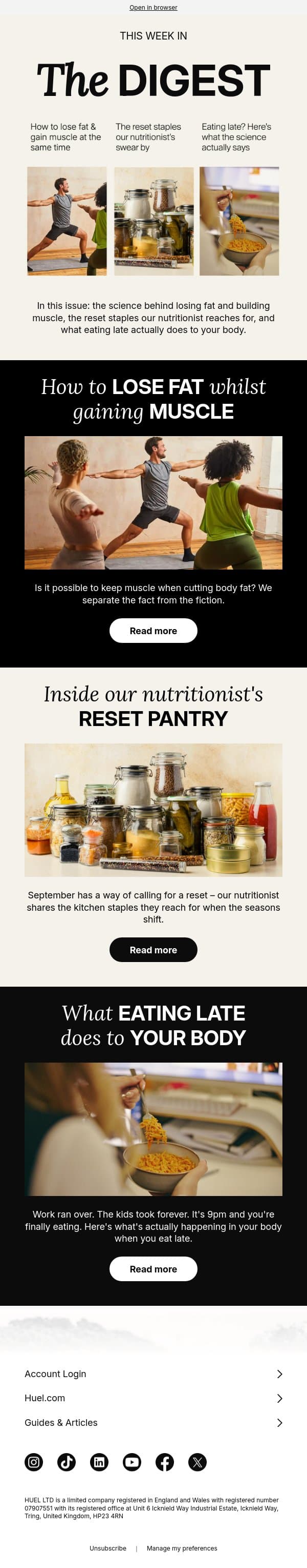 Can you keep muscle while losing fat? 👀 email from Huel screenshot