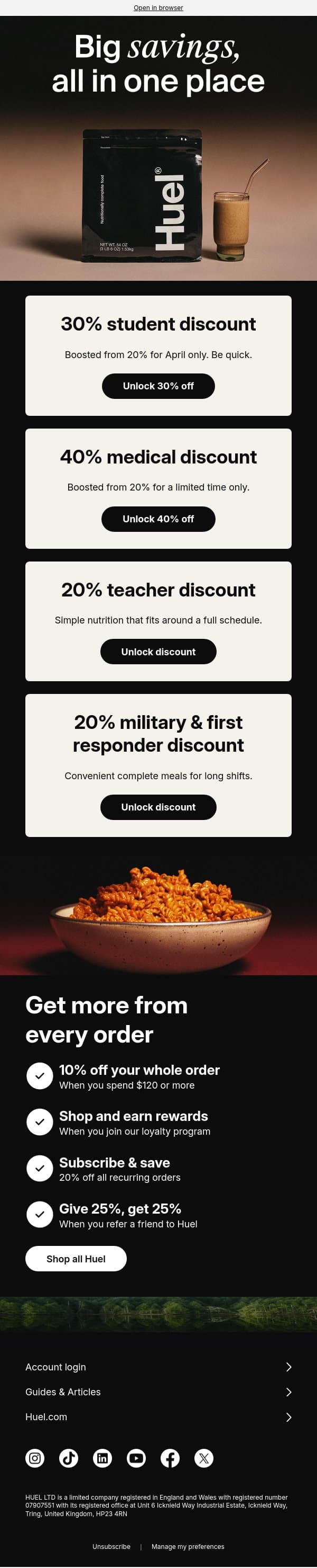 Huel savings are waiting 💸 email from Huel screenshot