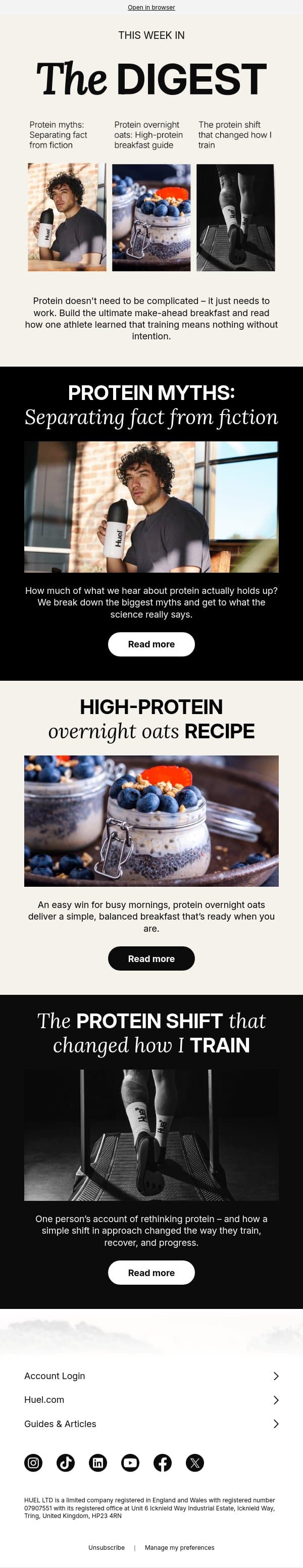 The biggest protein myths, busted 🔍 email from Huel screenshot