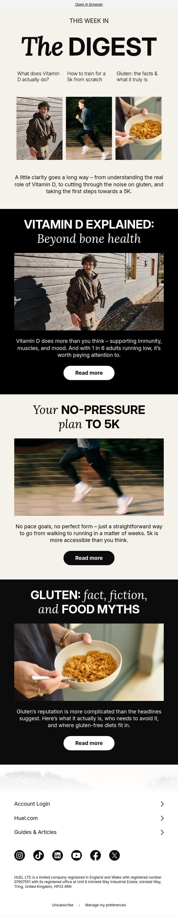 The real role of Vitamin D ☀️ email from Huel screenshot