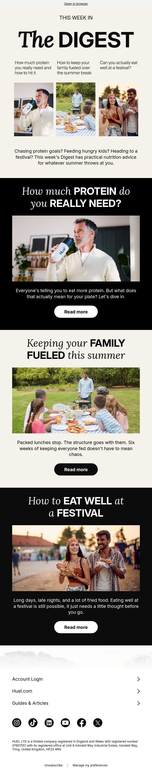 How much protein do you actually need? 💪 email from Huel screenshot