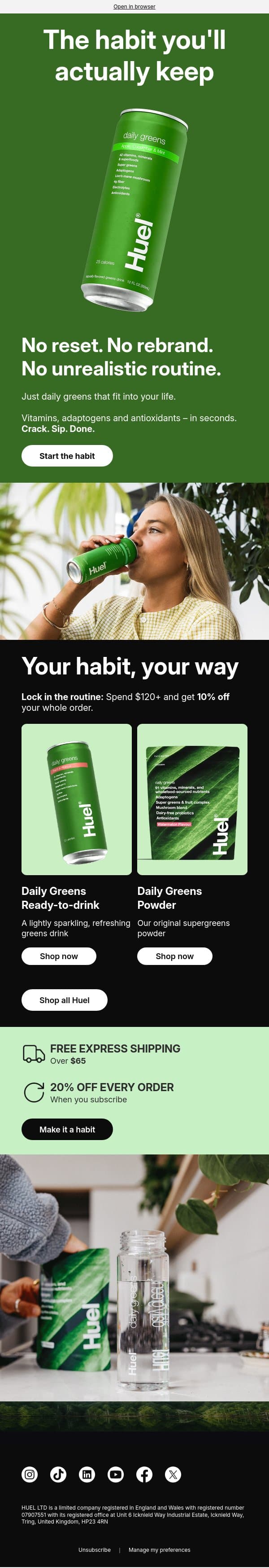 The 30-second health habit ⚡ email from Huel screenshot