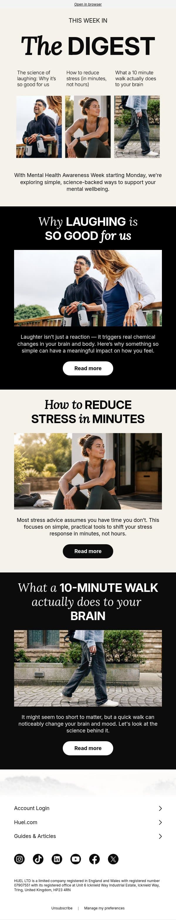 The surprising science of laughing 🧠 email from Huel screenshot