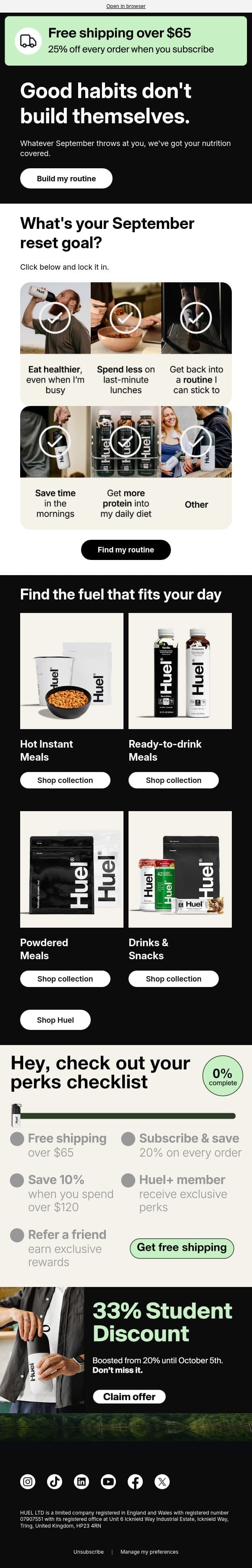 Your reset starts here 👉 email from Huel screenshot