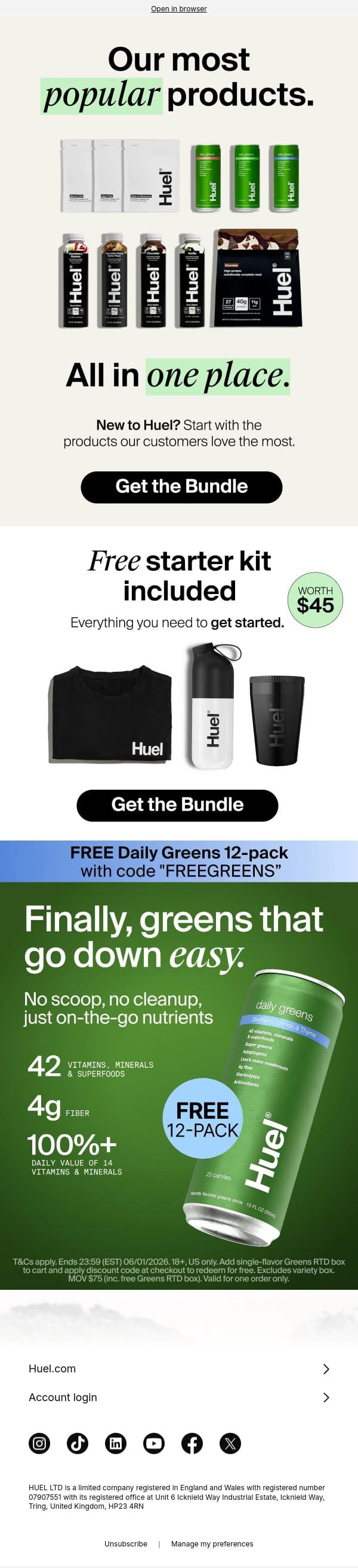 Your first Huel order? Sorted 📦 email from Huel screenshot