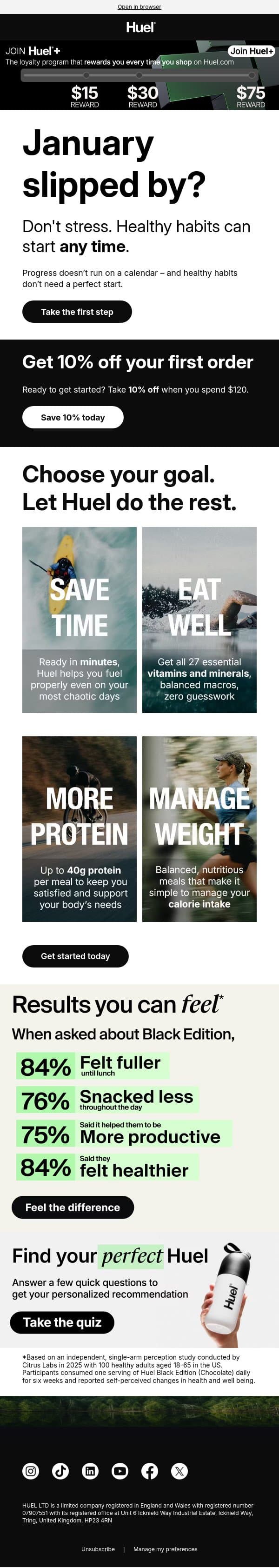 It’s not too late to start 🌱 email from Huel screenshot