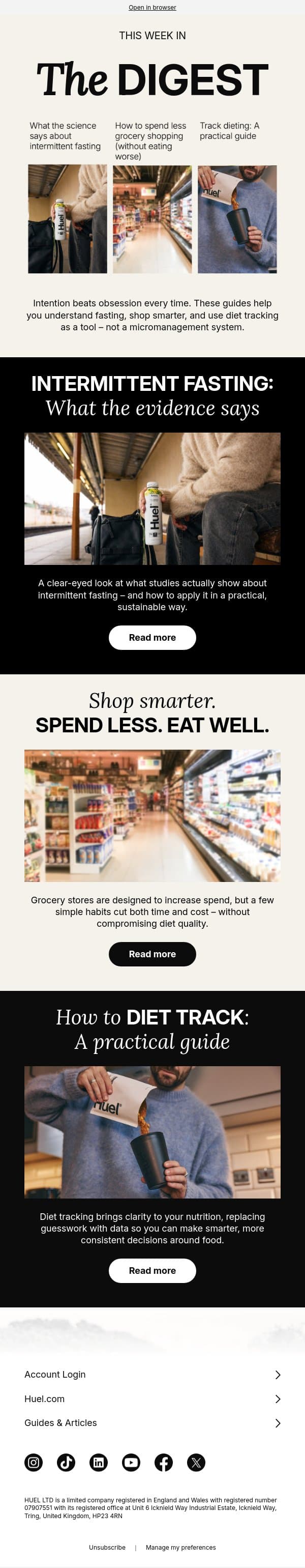 Intermittent fasting: the real benefits ⏱️ email from Huel screenshot