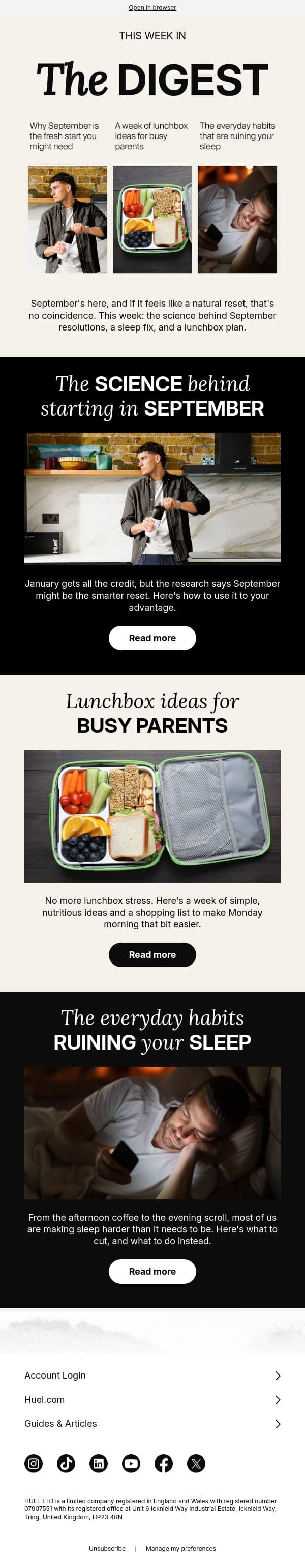 Why September resolutions actually stick 🍂 email from Huel screenshot