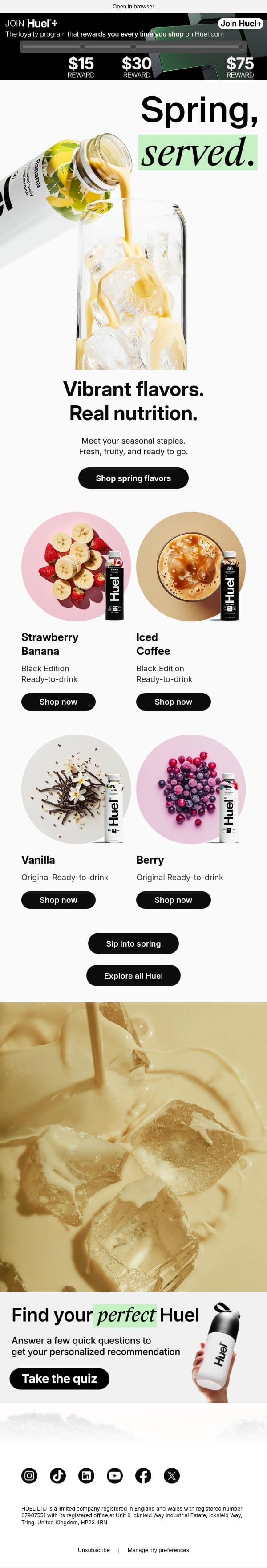 Spring, served. email from Huel screenshot