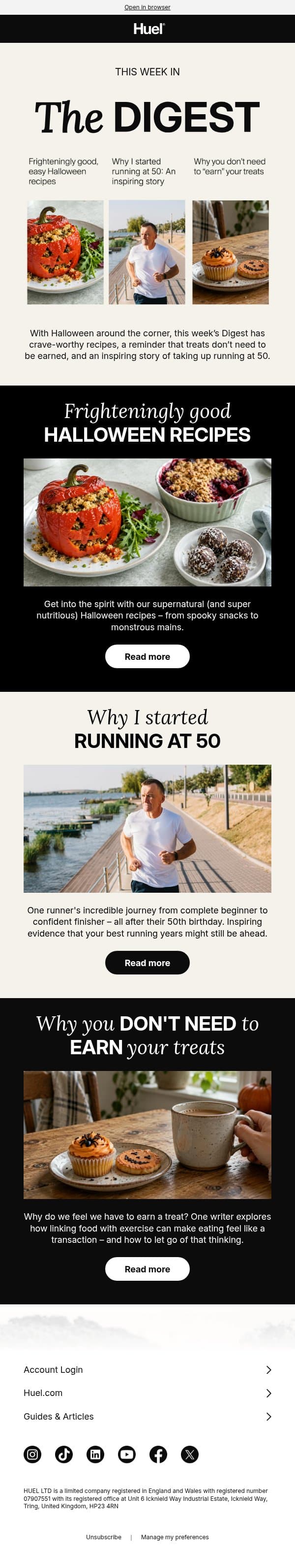 The Halloween recipes you’ll crave 🎃 email from Huel screenshot