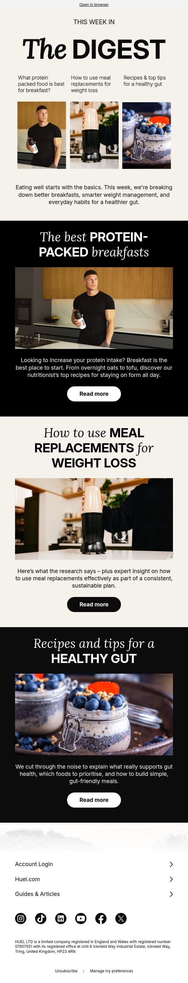 Are you getting enough protein in the morning? 🥣 email from Huel screenshot