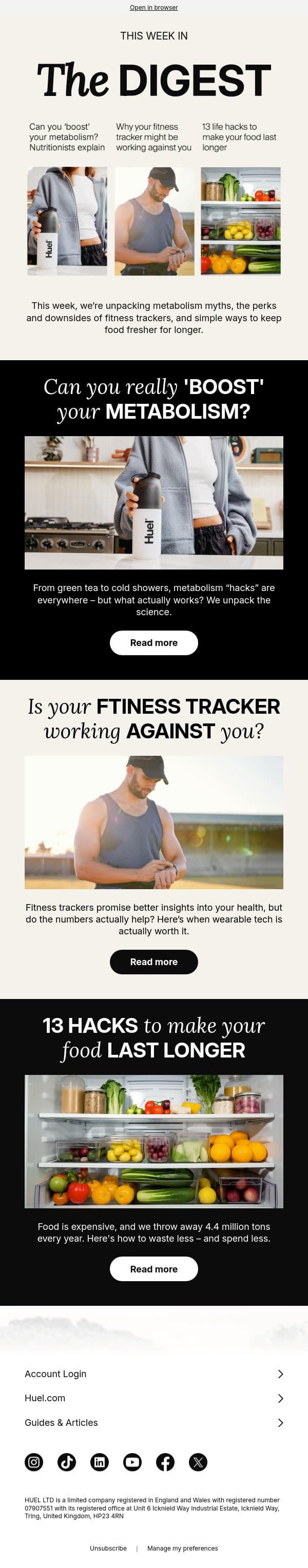 Can you really 'boost' your metabolism? email from Huel screenshot