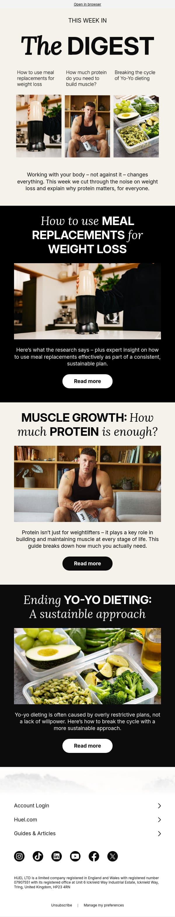 How to lose weight (and make it stick) 📌 email from Huel screenshot