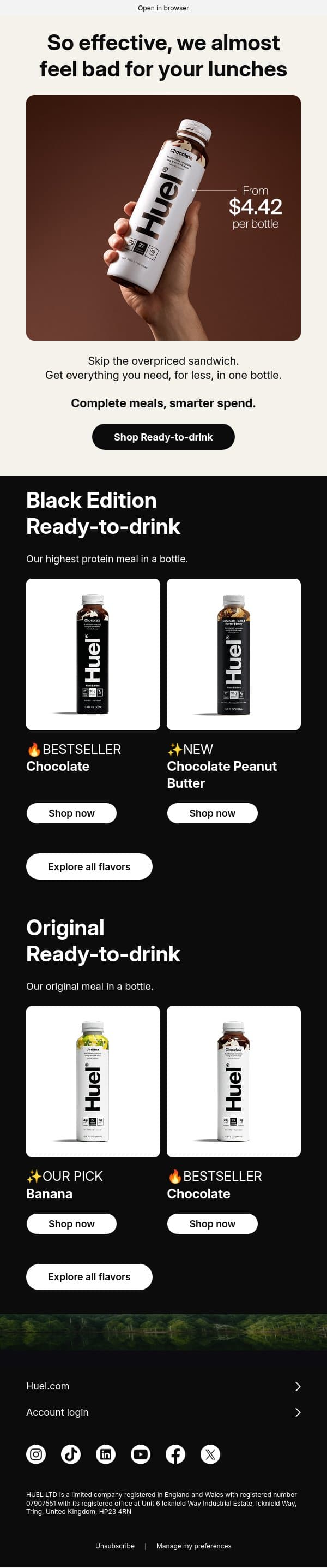 Your $12 sandwich won't like this 🥪 email from Huel screenshot