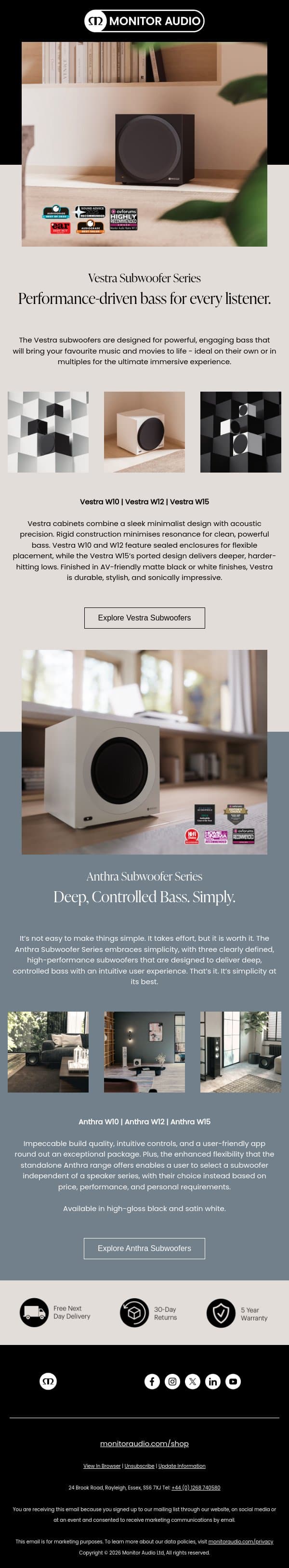 Monitor Audio’s award-winning subwoofer ranges are engineered with precision to deliver dynamic, distortion-free bass in any environment. email from Hulu screenshot