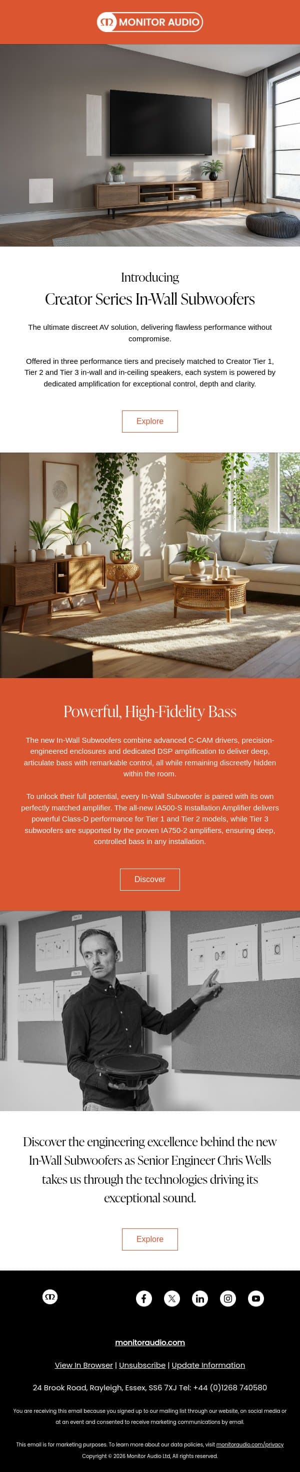Introducing Creator Series In-Wall Subwoofers & Amplification email from Hulu screenshot