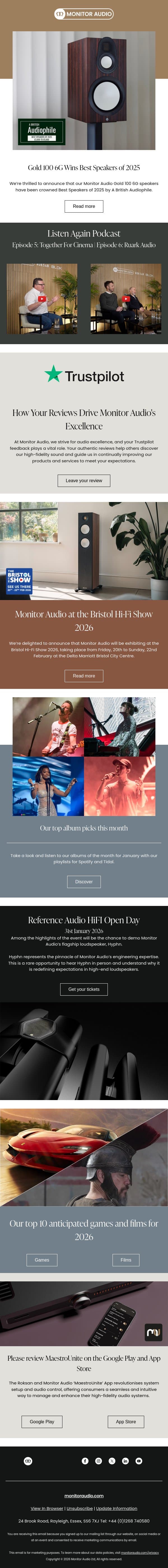 Your monthly roundup of Monitor Audio email from Hulu screenshot