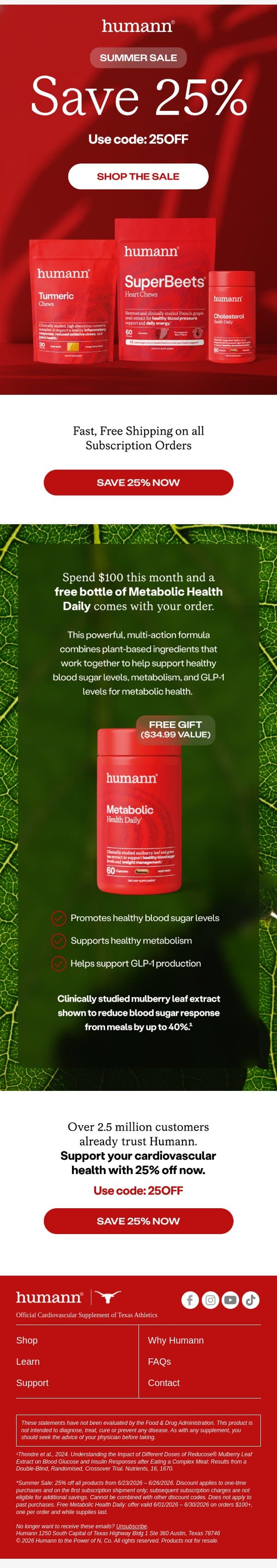 25% off sitewide starts now. email from HumanN screenshot