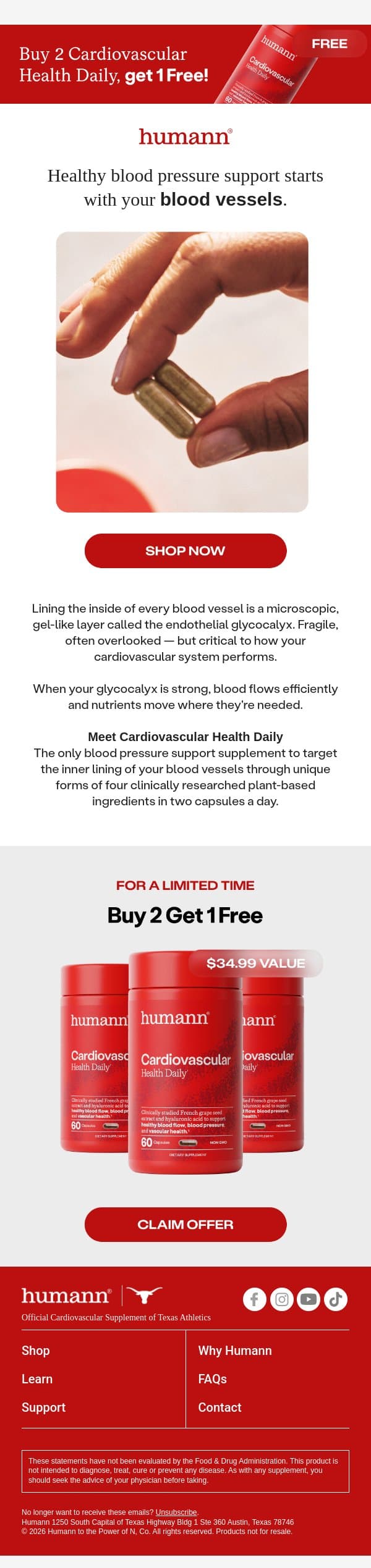 Redefining heart health from the foundation up. email from HumanN screenshot