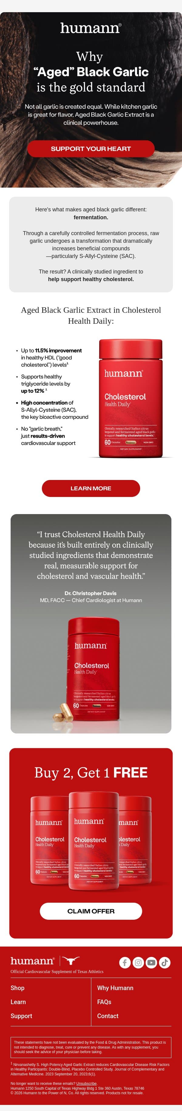 The power of aged black garlic… email from HumanN screenshot