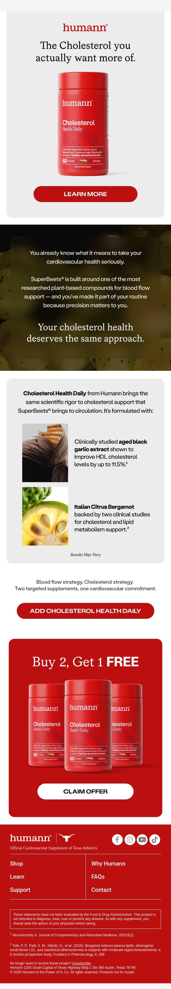 Circulation, sorted. What about your cholesterol? email from HumanN screenshot