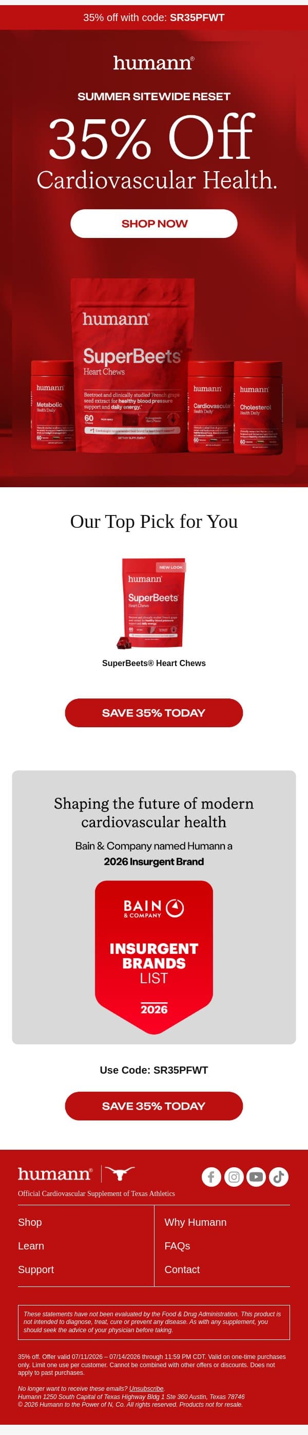 Your summer reset is 35% off sitewide. email from HumanN screenshot