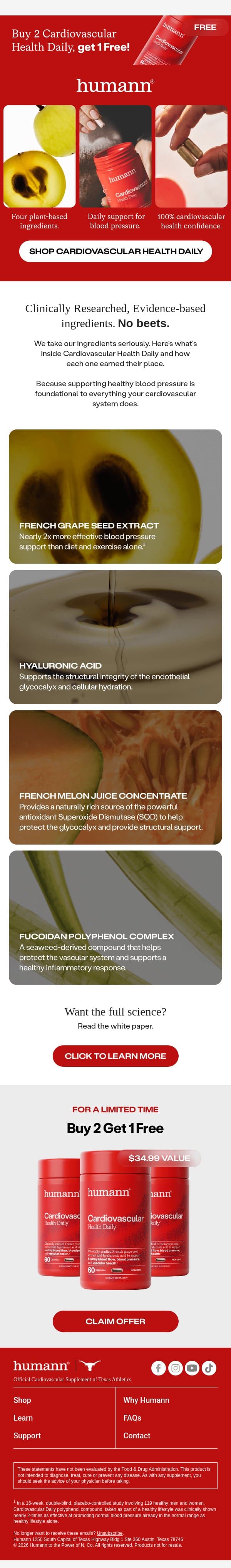 Every ingredient earns its place. email from HumanN screenshot