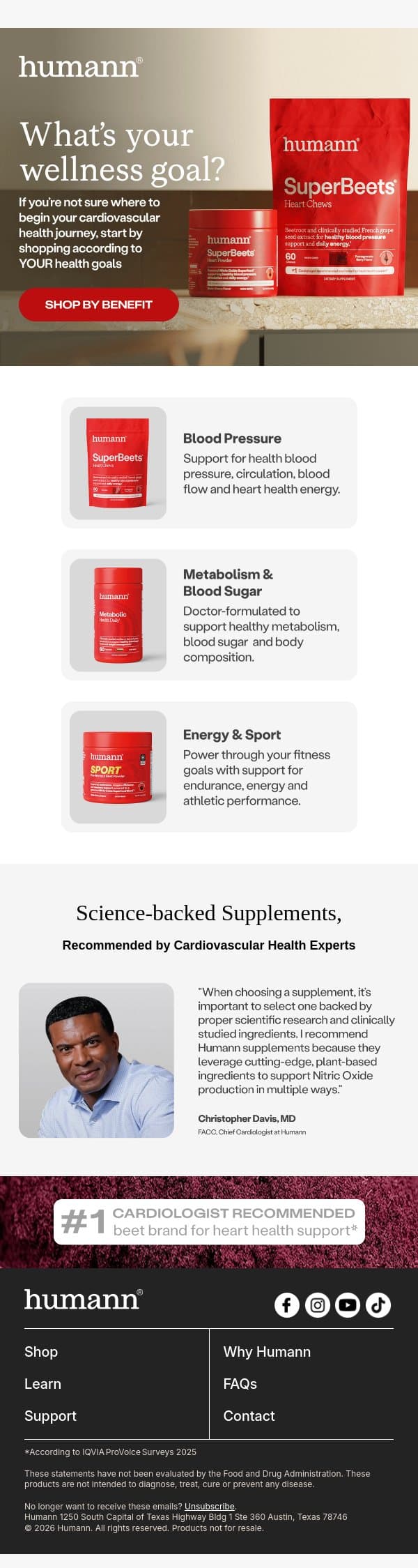 Your health goals determine your next step. email from HumanN screenshot