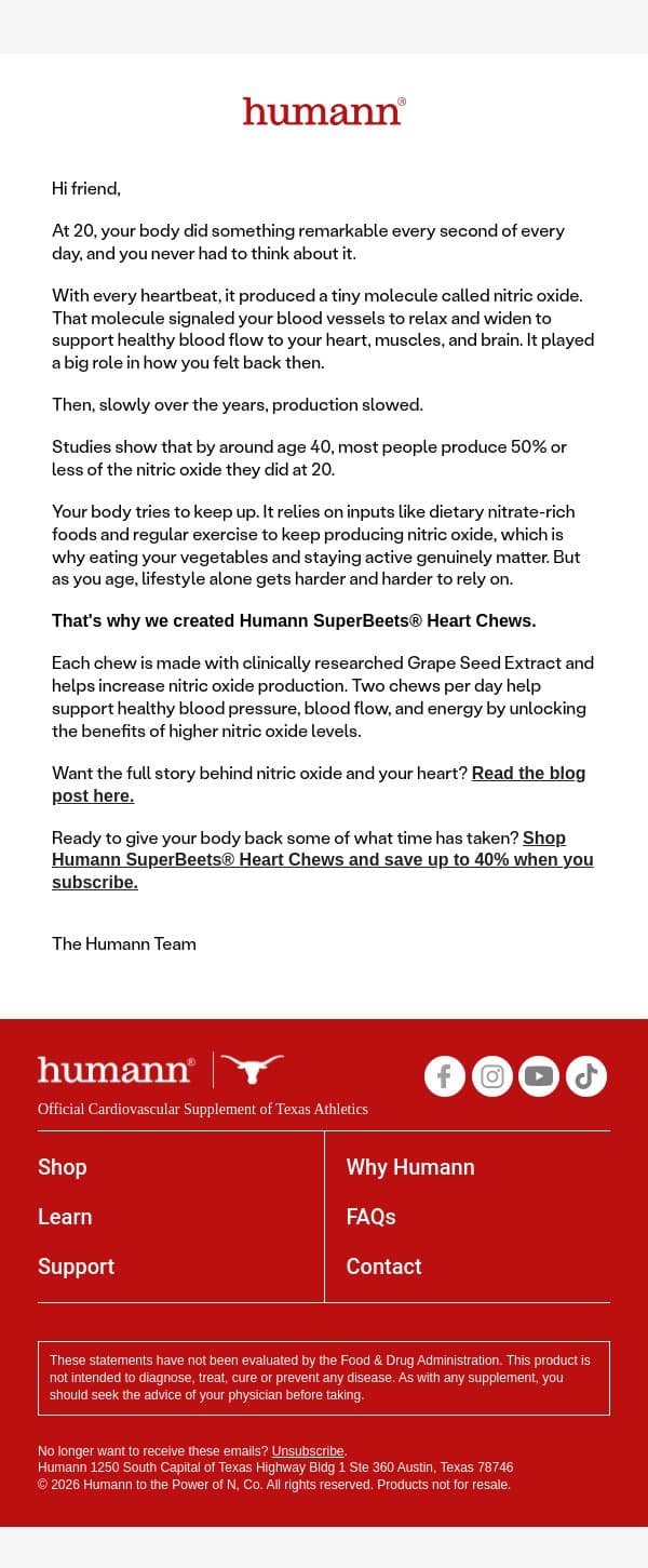 The molecule you may have been losing since your 20s email from HumanN screenshot