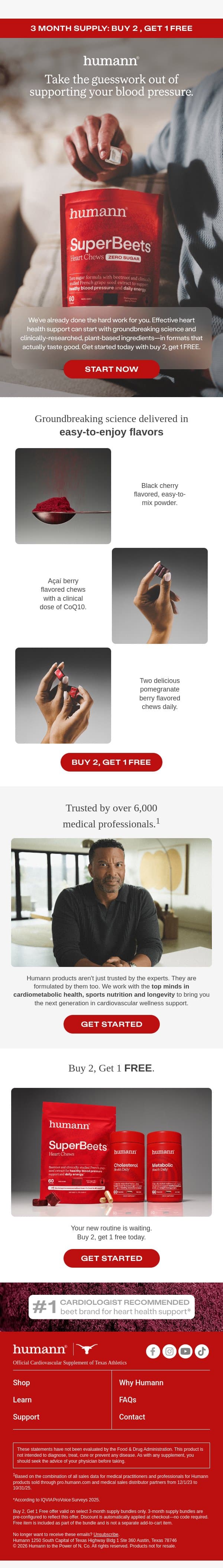 B2G1 - Your blood pressure support routine just got easier. email from HumanN screenshot
