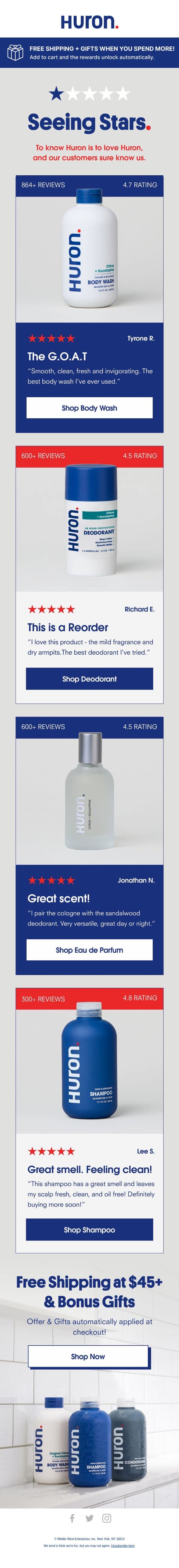 The reviews don’t lie (and we don’t censor) email from Huron screenshot
