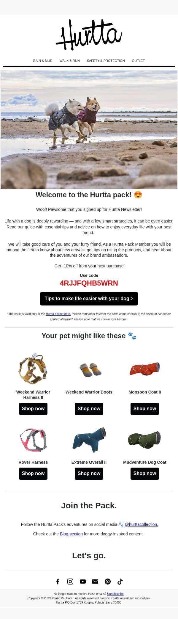 Welcome to Hurtta - For Dog Parents Everywhere 🐶 email from Hurtta screenshot