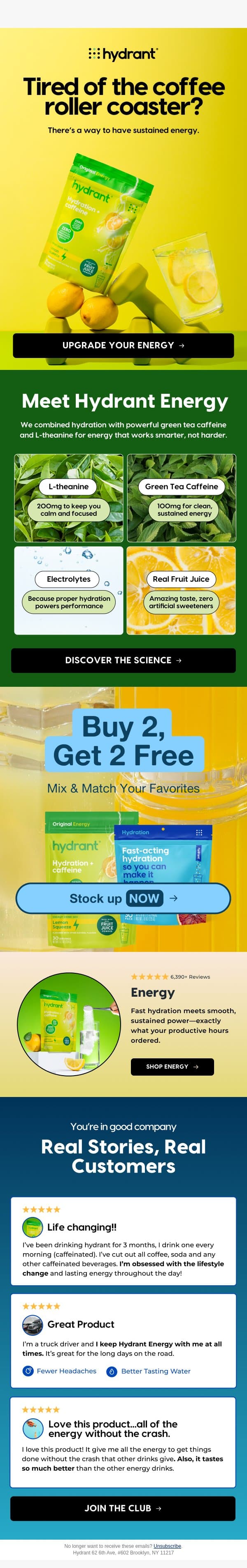 Your Morning Coffee Just Got Outmatched email from Hydrant screenshot