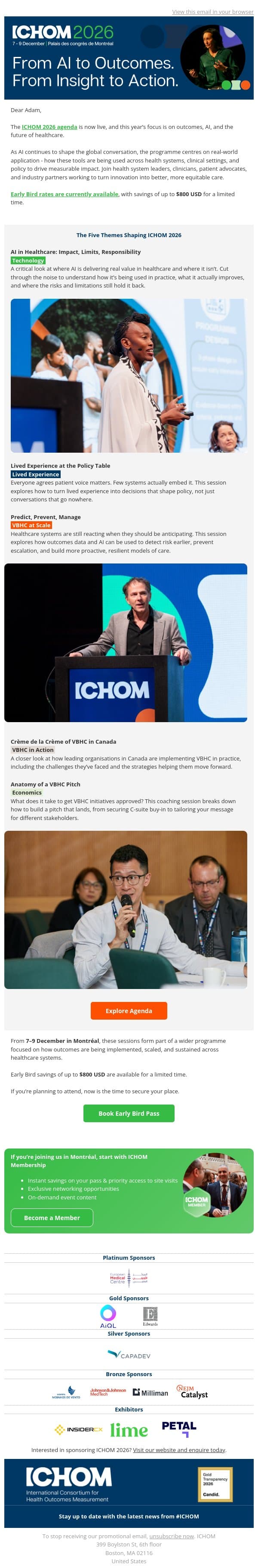 Explore The Five Themes Shaping ICHOM 2026 email from ICHOM screenshot